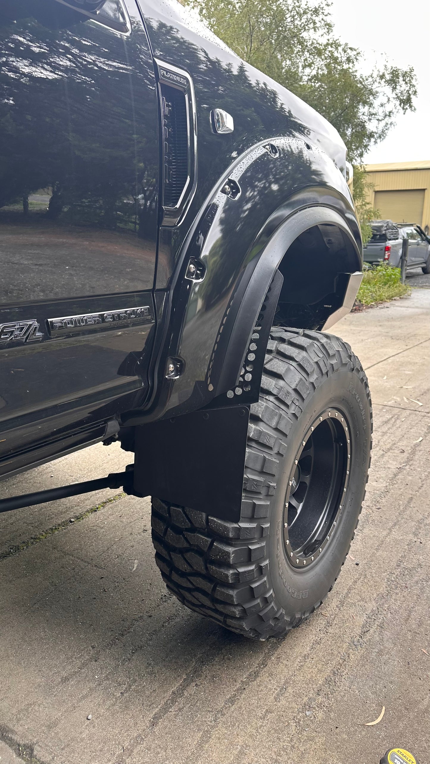 Round hole angled offset mudflaps 350mm wide